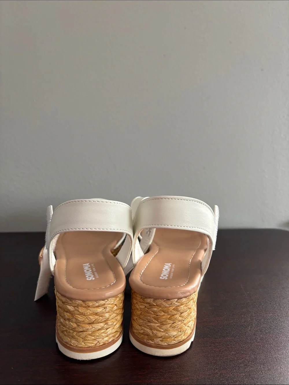 Girls White Daisy Espadrille Wedge Sandals with Ankle Strap